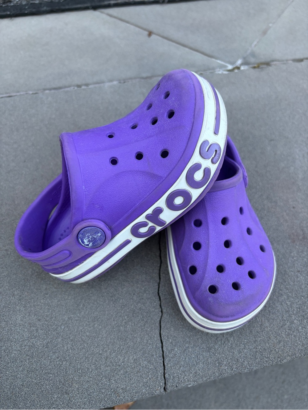 CROCS Kids Classic Clogs in Bright Purple with White Trim